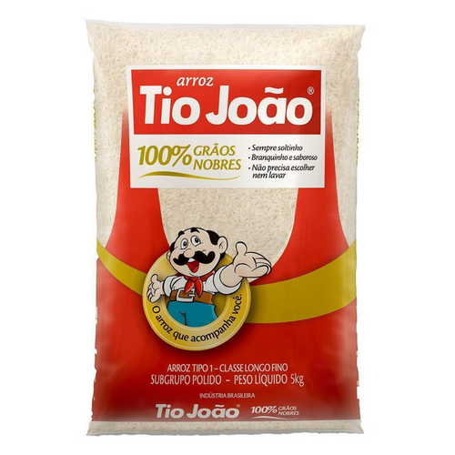 ARROZ TIO JOÃO 100% GRÃOS NOBRES TIPO 1 CLASSE LONGO FINO 5KG
