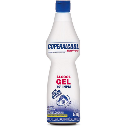 ÁLCOOL GEL 70º INPM CLÁSSICO COPERALCOOL BACFREE SQUEEZE 500G